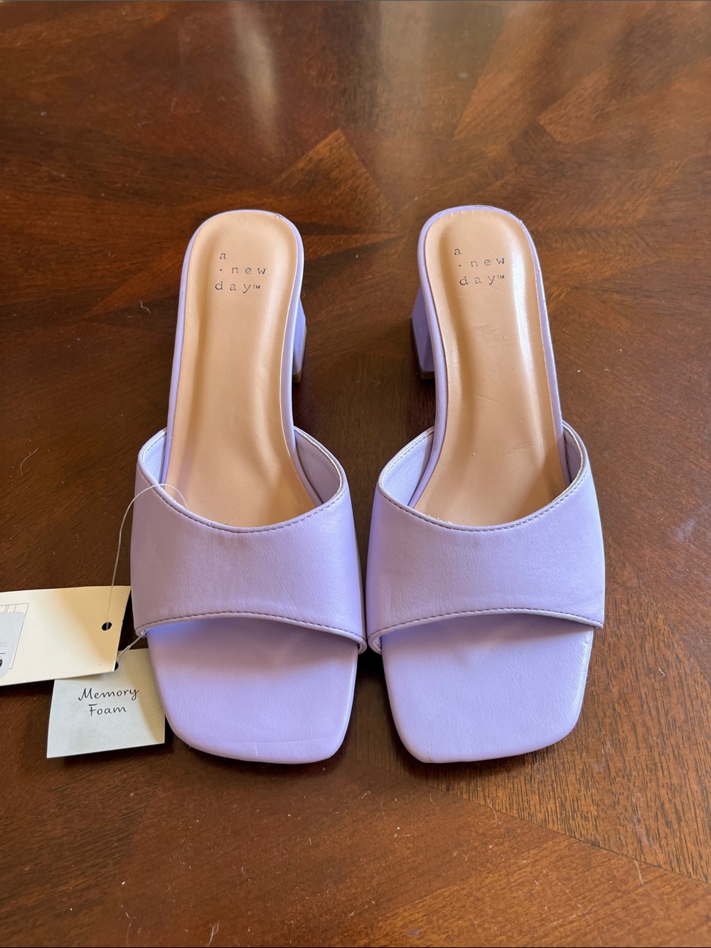 a new day Lavender Square-Toe Block Heel Mules